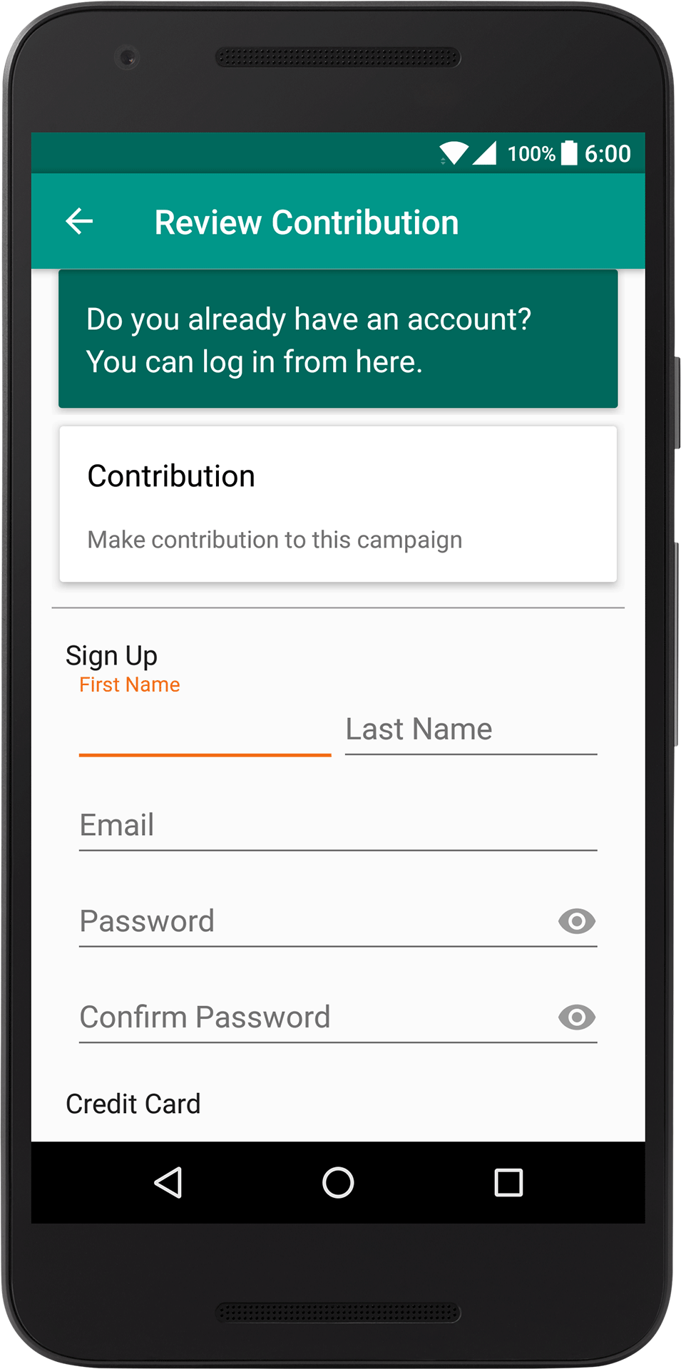Atlas mobile contribution screen