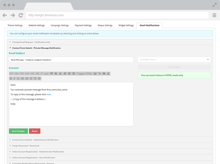 Atlas email notifications
